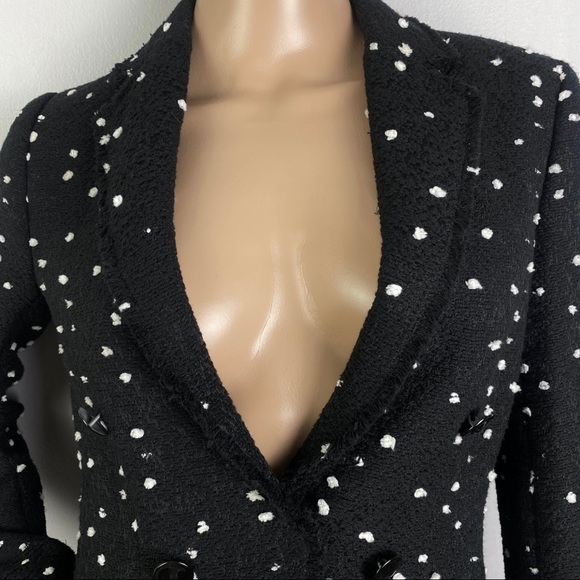 REBECCA TAYLOR BLACK BOUCLE DOT TWEED BLAZER - Picture 4 of 10